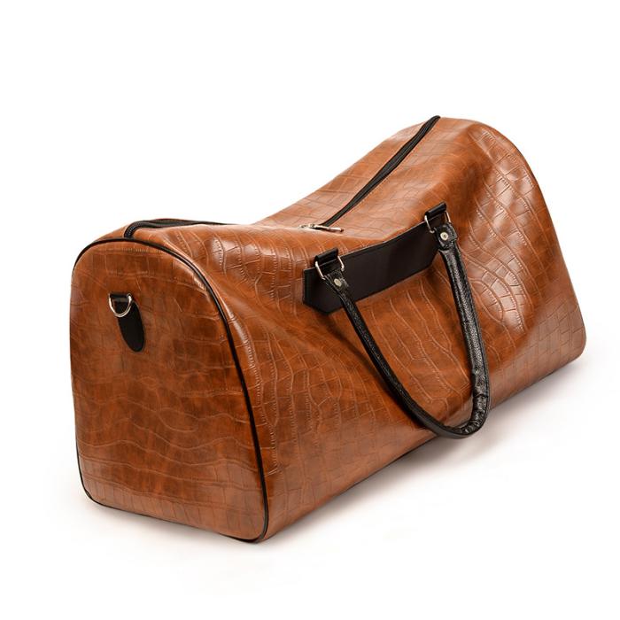 Mens Bags & Backpacks |  Brown Embossed Leather Weekend Bag Accessories Bags & Backpacks