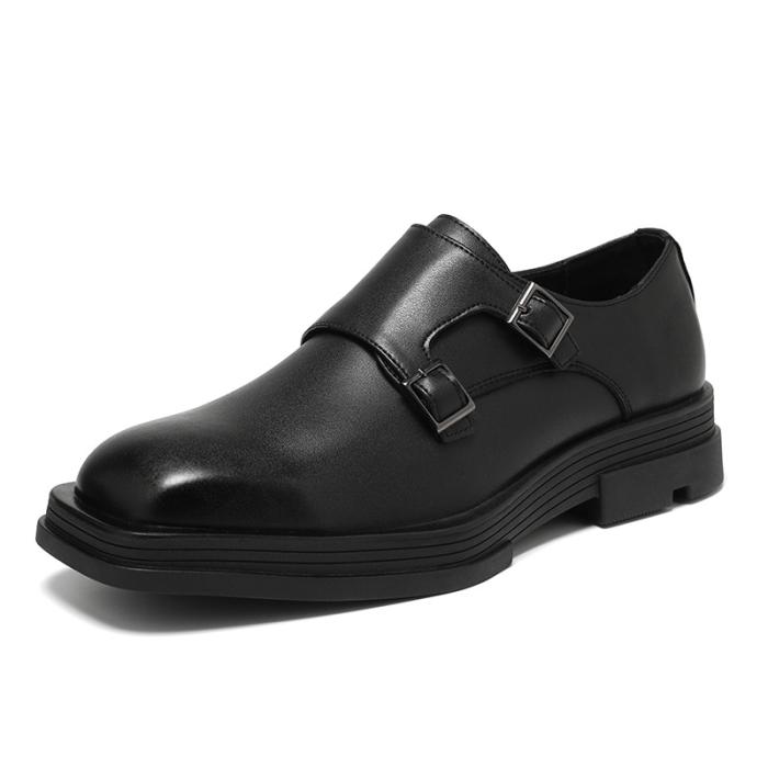 Mens Double Buckle |  Men’s Blue Shiny Leather Double-Buckle Shoe Double Buckle Double Buckle