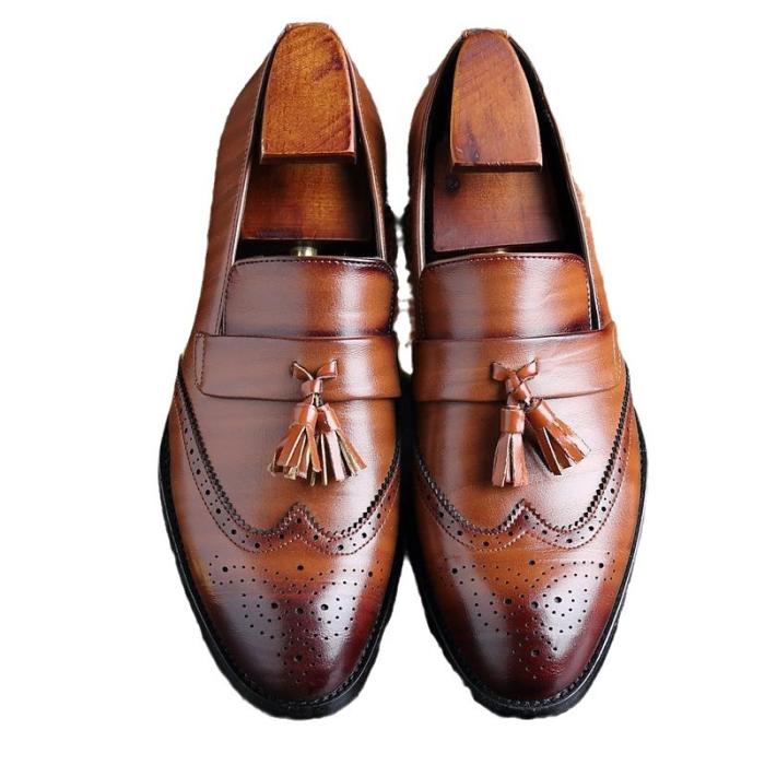 Mens Double Buckle |  Men’s Burgundy Leather Single-Buckle Loafer With Fringe Double Buckle Double Buckle