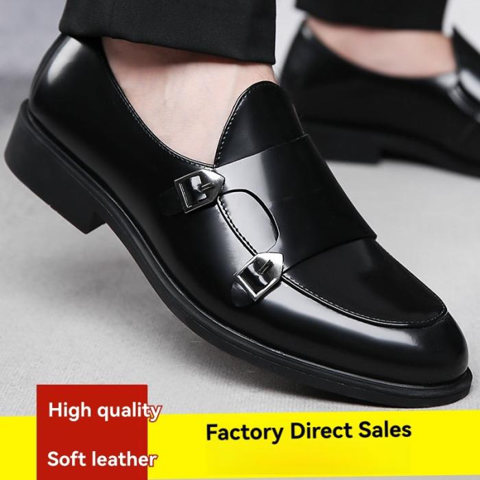 Mens Double Buckle |  Men’s Polished Blue Leather Double-Buckle Loafer Double Buckle Double Buckle