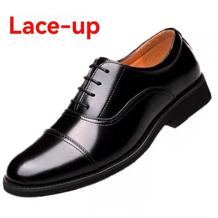 Mens Lace-Ups |  Men’s Black Shiny Leather Derby Shoe Lace-Ups Lace-Ups