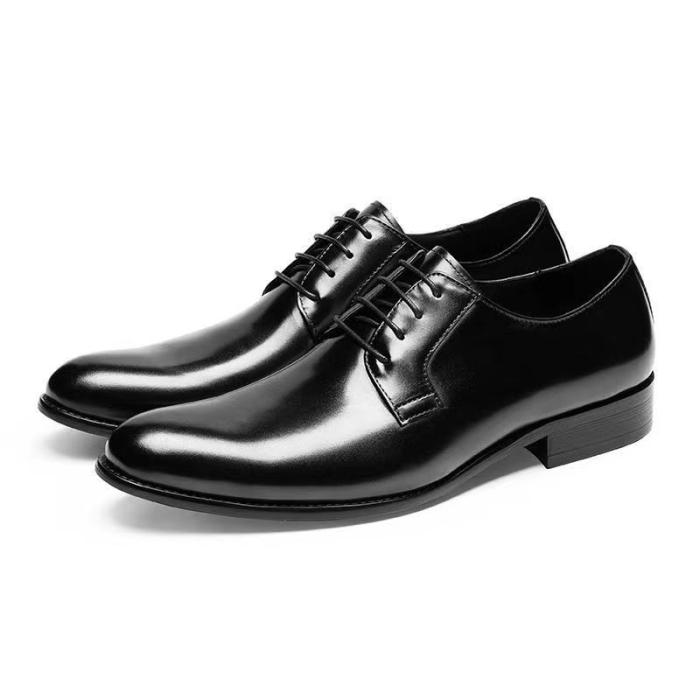 Mens Lace-Ups |  Men’s Polished Black Leather Derby Shoe Lace-Ups Lace-Ups