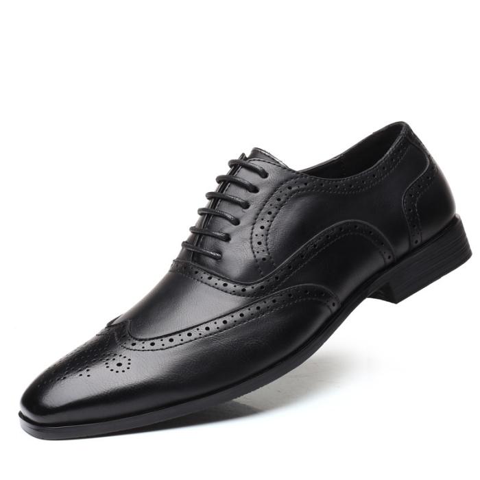 Mens Lace-Ups |  Men’s Polished Black Leather Oxford Brogue Lace-Ups Lace-Ups