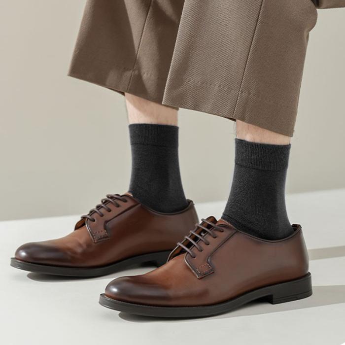 Mens Lace-Ups |  Men’s Polished Brown Leather Derby Shoe Mens Lace-Ups