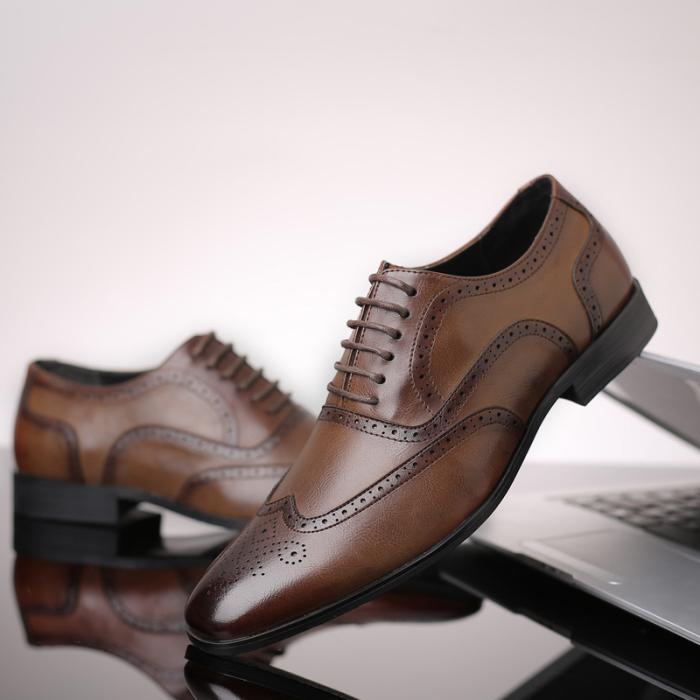 Mens Lace-Ups |  Men’s Polished Brown Leather Oxford Shoe Lace-Ups Lace-Ups