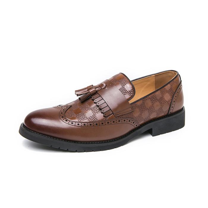 Mens Loafers |  Men’s Brown Leather Double-Buckle Loafer With Fringe Double Buckle Double Buckle