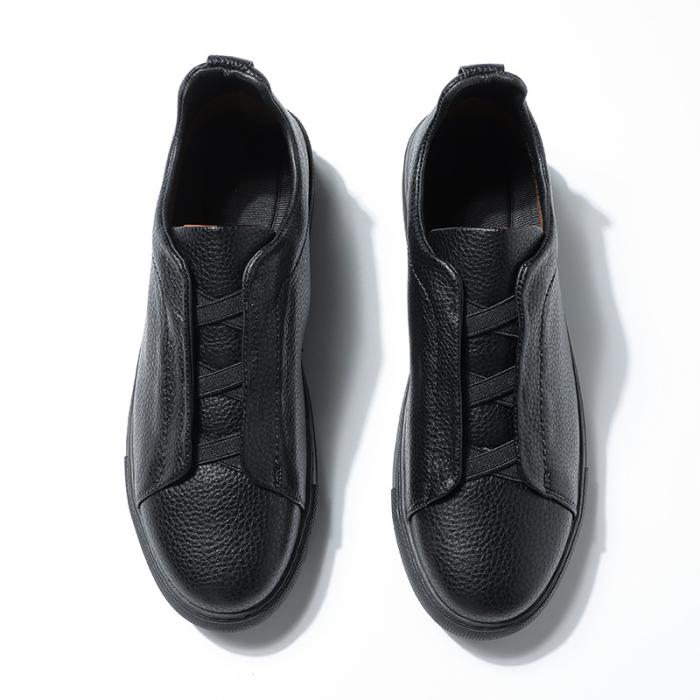 Mens Sneakers |  Men’s Black Tumbled Leather Slip-On Sneaker Mens Mens