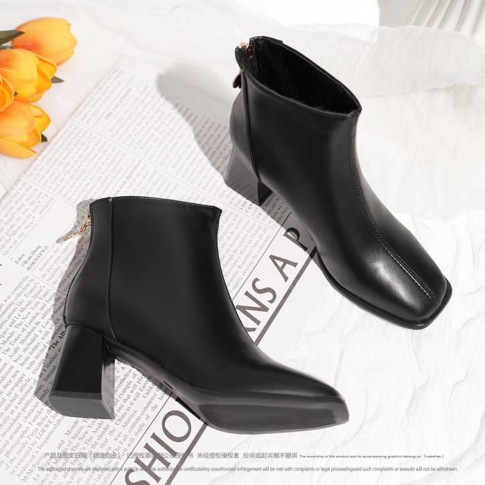 Womens Boots & Ankle Boots |  Women’s Black Leather Mid-Heel Ankle Boot Boots & Ankle Boots Boots & Ankle Boots