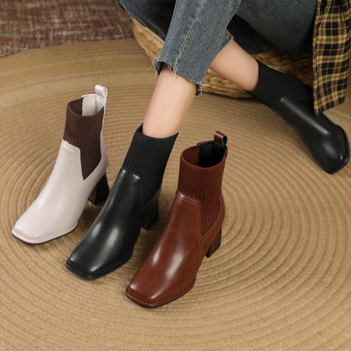 Womens Boots & Ankle Boots |  Women’s Brown Leather Low-Heel Brogue Sock-Style Ankle Boot Boots & Ankle Boots Boots & Ankle Boots