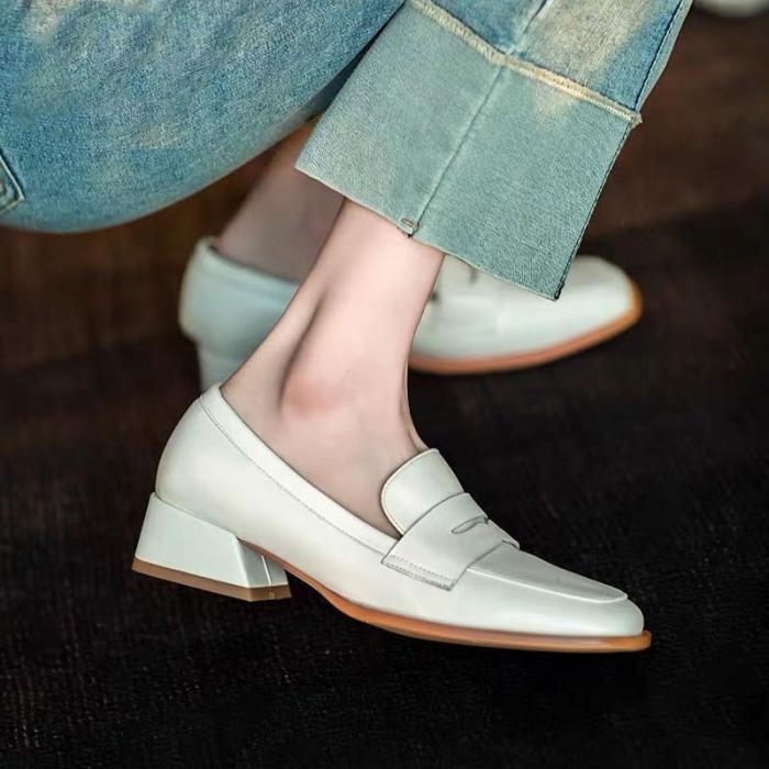 Womens Flats Shoes |  Women’s Beige Leather Penny Loafer Flats Shoes Flats Shoes