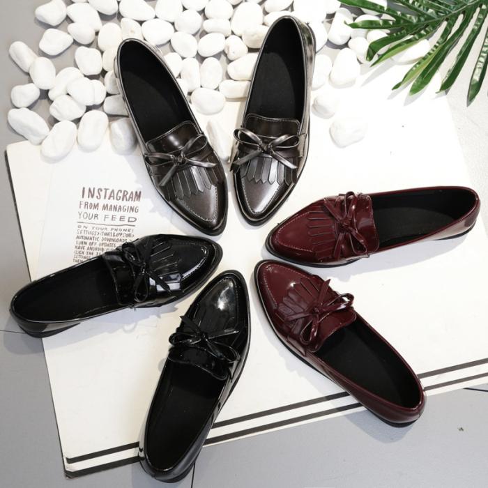 Womens Flats Shoes |  Women’s Black Patent Leather Andrea Tassel Loafer Flats Shoes Flats Shoes