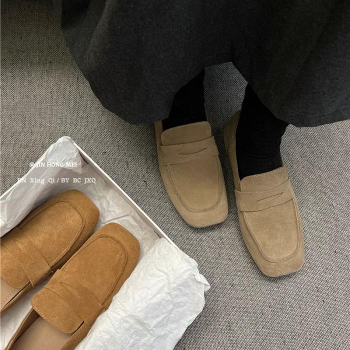 Womens Loafers |  Women’s Beige Suede Carla Loafer Flats Shoes Flats Shoes