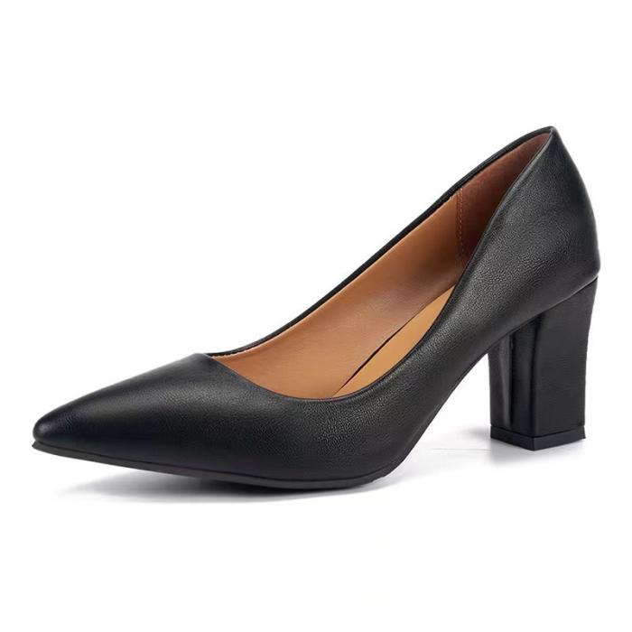 Womens Pumps & Heels |  Women’s Black Leather Mid-Heel Pump Pumps & Heels Pumps & Heels